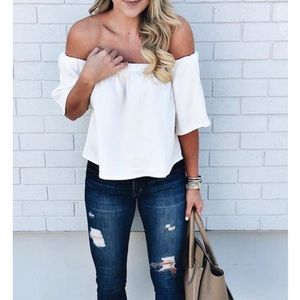 White off the shoulder cotton top